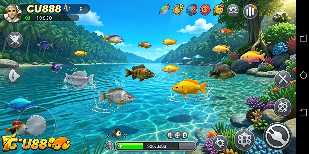 Gameplay CU888 yang menarik dengan elemen memancing yang seru.