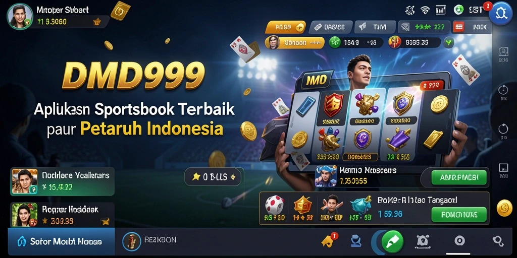 Tampilan menarik dari antarmuka aplikasi DMD999 saat bertaruh olahraga.