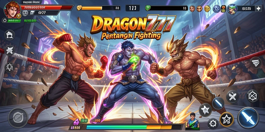 Screenshot gameplay DRAGON777 menampilkan aksi pertarungan yang menegangkan dan dinamis.