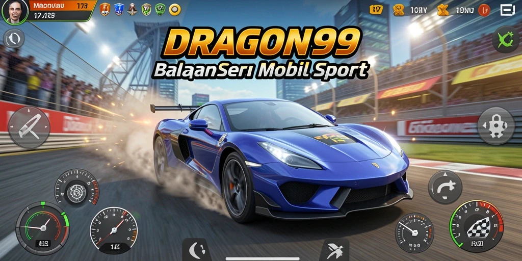 Screenshot gameplay DRAGON99 yang menunjukkan aksi balapan yang seru.