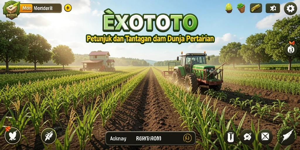 Tampilan gameplay <strong>EXOTOTO</strong> yang menawan dengan suasana pertanian yang hidup.