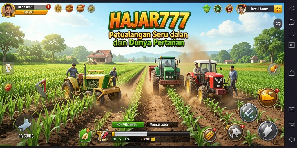 Gameplay seru HAJAR777 yang menggambarkan kegiatan bertani.