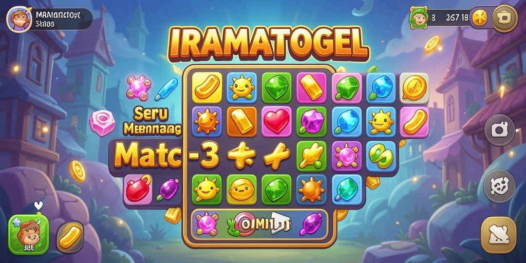 Tampilan gameplay IRAMATOGEL yang menarik dalam genre Match-3.