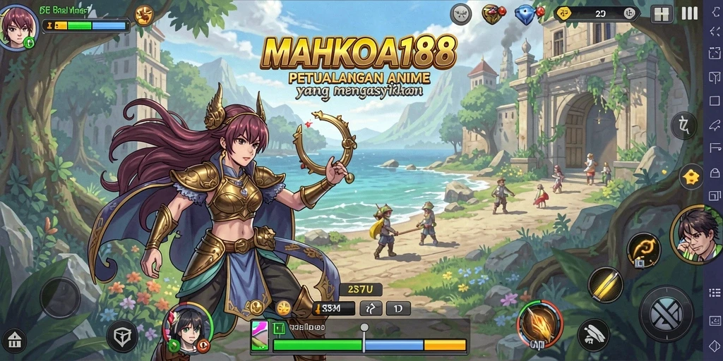 Tampilan gameplay menarik di MAHKOTA188 dengan karakter Anime.