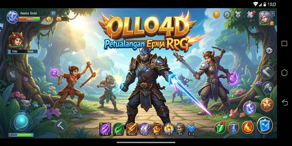 Tampilan gameplay OLLO4D yang epik dengan pertarungan RPG yang mendebarkan.