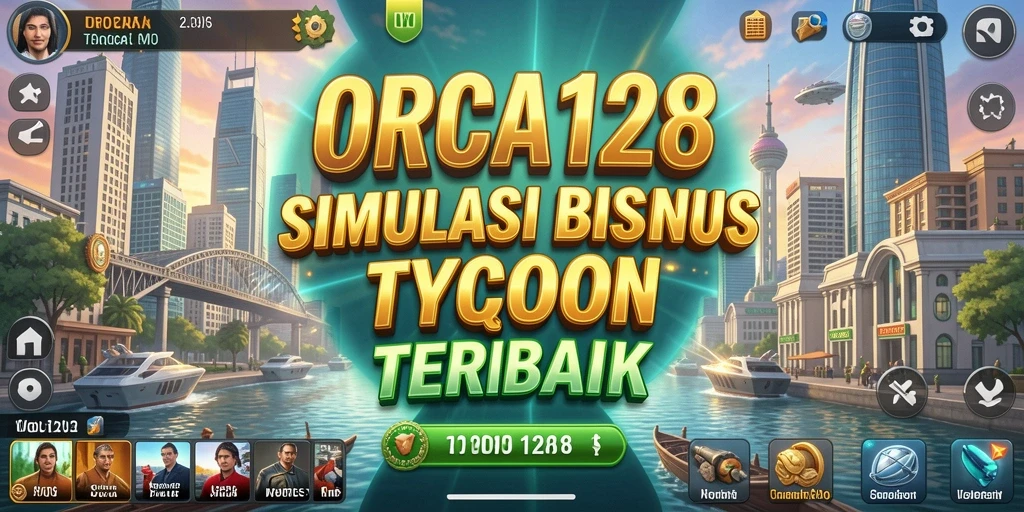 Screenshot gameplay ORCA128 dengan suasana bisnis yang hidup.