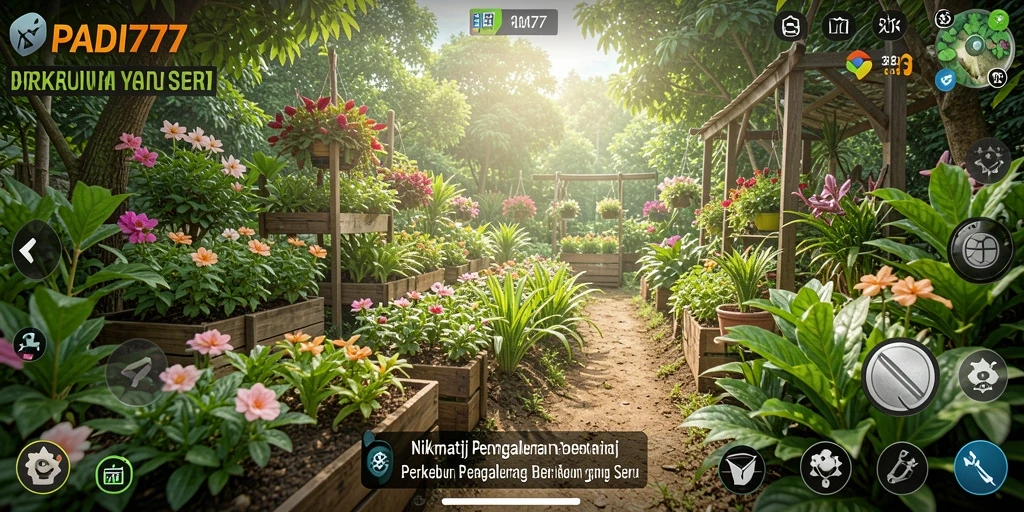 Screenshot utama PADI777 menampilkan gameplay berkebun yang seru.