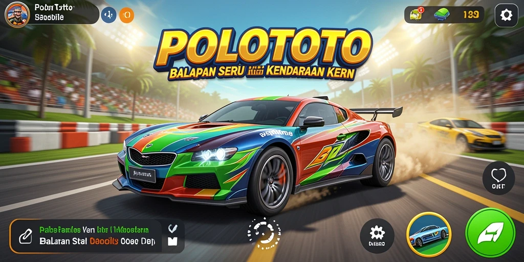 Tampilan gameplay seru dari POLOTOTO yang menunjukkan aksi balapan cepat.