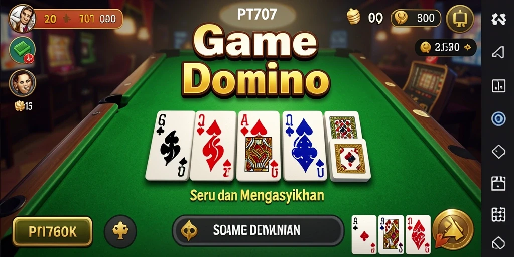 Tampilan screenshot PT707 menunjukkan gameplay seru dalam permainan Domino.