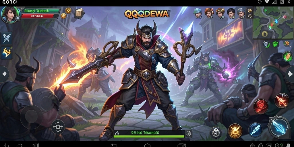 Tampilan mendebarkan dari pertempuran strategi dalam QQDEWA.