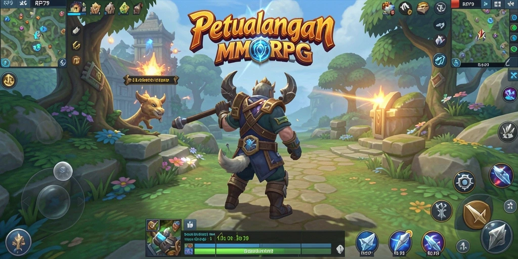 Tangkapan layar utama RP79 menampilkan aksi epic dalam pertempuran MMORPG.