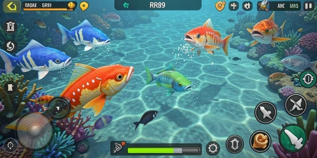 Tampak seru gameplay Tembak Ikan di RR89 dengan aksi tembak-menembak ikan.