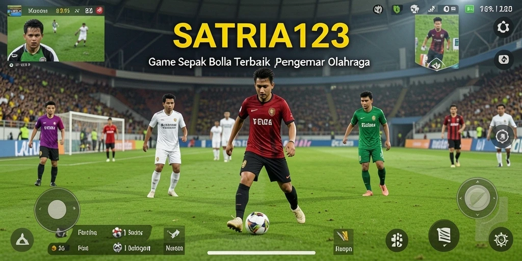 Screenshot gameplay SATRIA123 dengan aksi sepak bola yang menegangkan.