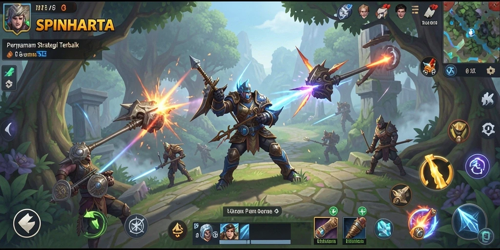 Tampilan gameplay SPINHARTA dengan elemen strategi SLG yang menarik.